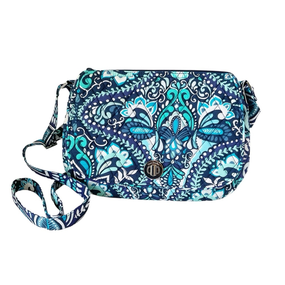 Vera Bradley Turnlock Saddle Crossbody in Blue Island Medallion (11” x 9”) NWT